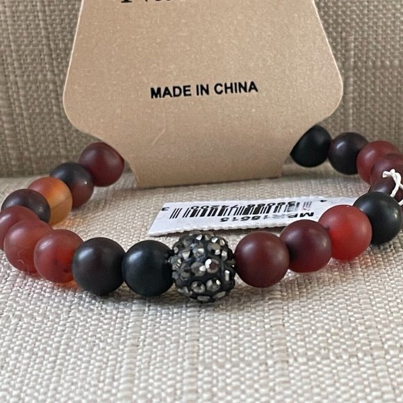 Natasha Bracelet Real Stone Brown Black Stretched Wrist Band Unisex Band - Picture 2 of 11